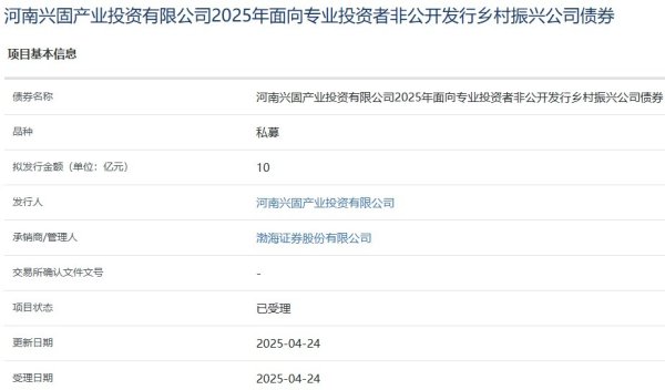 旺源配资 河南兴固产业投资公司拟发行10亿元乡村振兴公司债获受理
